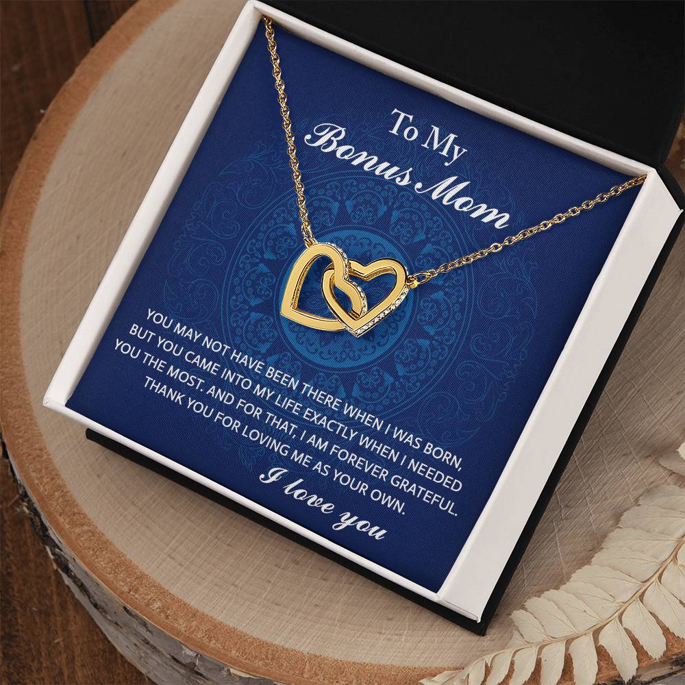 To My Bonus Mom, I Needed You, Interlocking Hearts Necklace