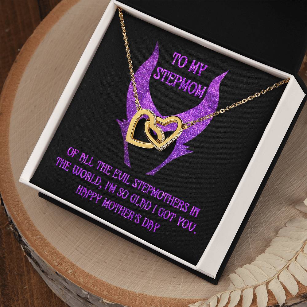 To My Step Mom, I'm So Glad I Got You, Happy Mothers Day, Interlocking Hearts Necklace