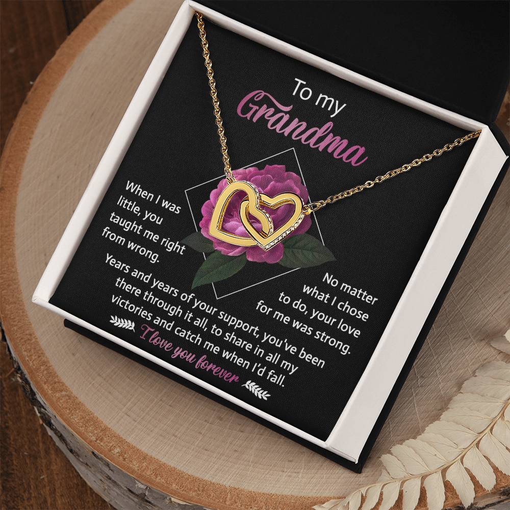 To My Grandma, Love For Me, Interlocking Hearts Necklace