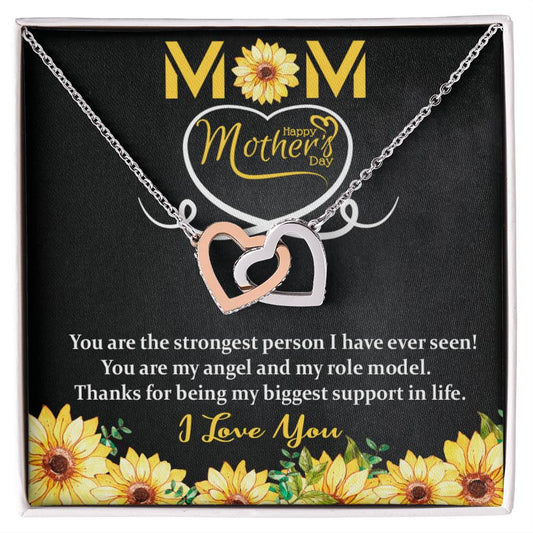 Interlocking Hearts Necklace - MOM - Happy Mothers Day - Sunflower-Mom