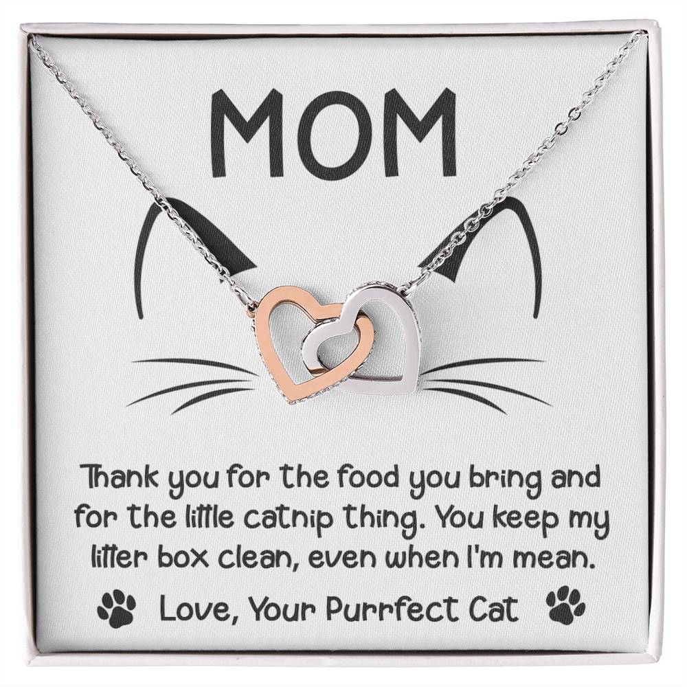 To My Cat Mom, When I'm Mean, Interlocking Hearts Necklace