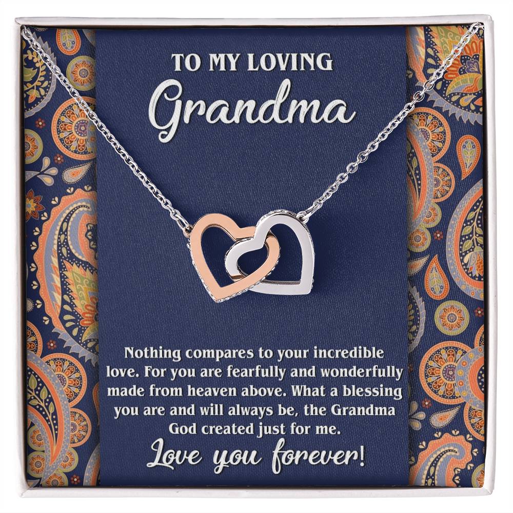 To My Loving Grandma, Interlocking Hearts Necklace