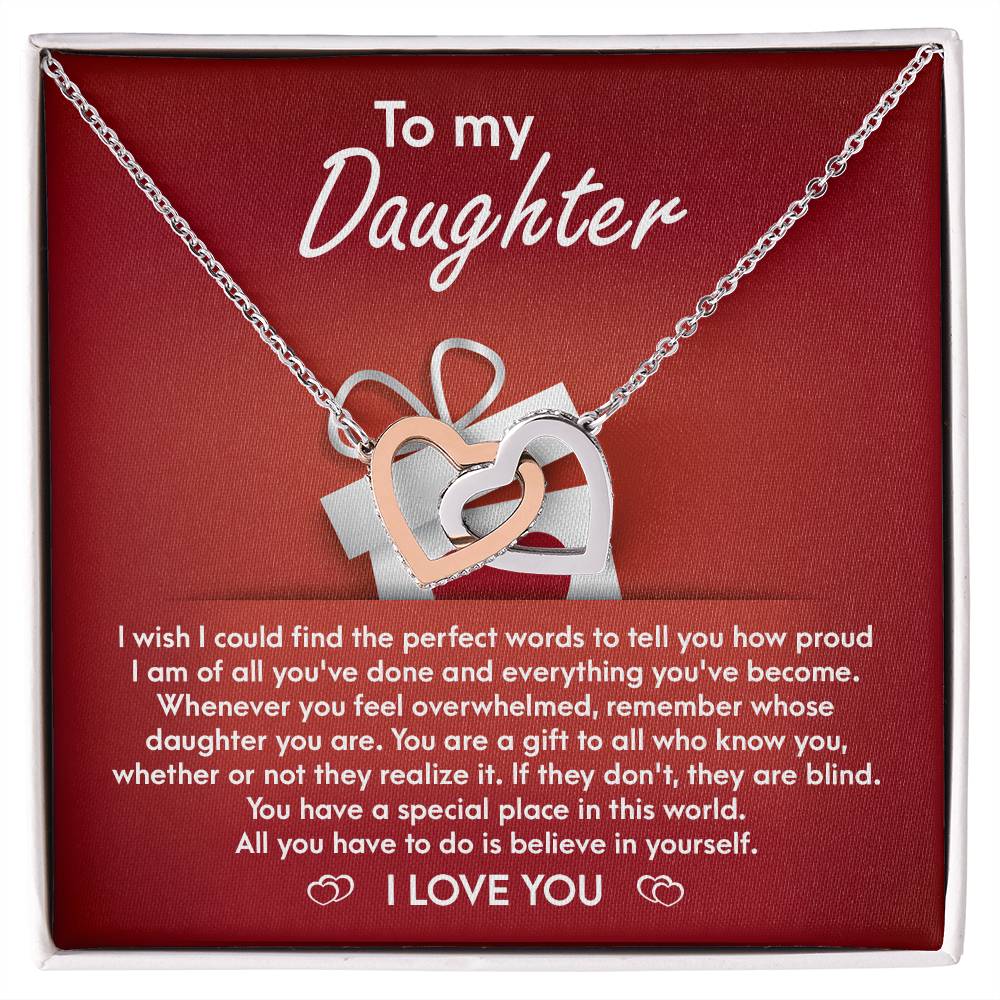 To My Daughter, You Are A Gift, Interlocking Hearts Necklace