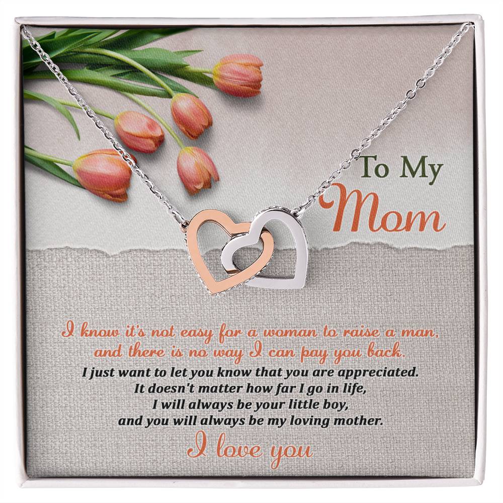 To My Mom, I Will Always Be Your Little Boy, Interlocking Hearts Necklace