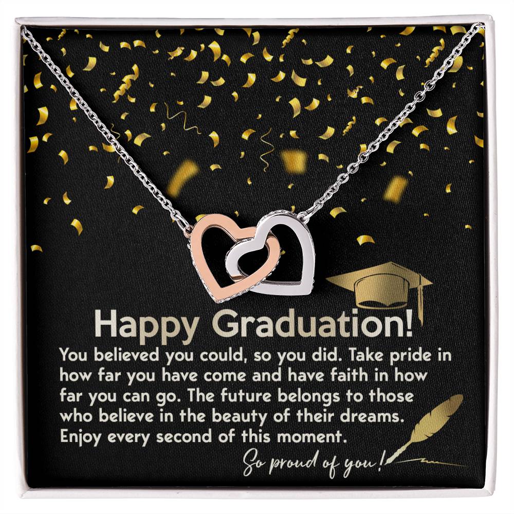 Happy Graduation, So Proud Of You, Interlocking Hearts Necklace