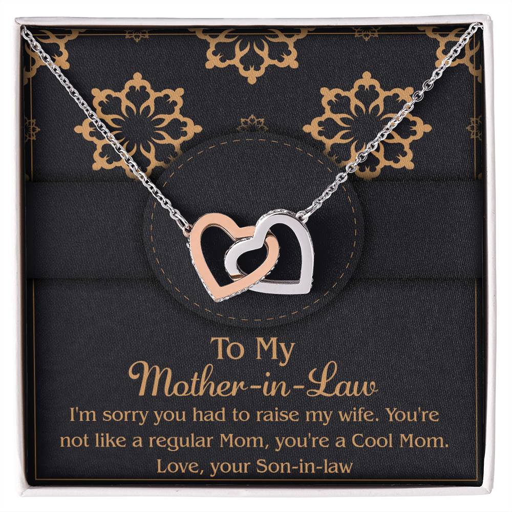 To My Mother-In-Law, From Your Son-In-Law, Interlocking Hearts Necklace