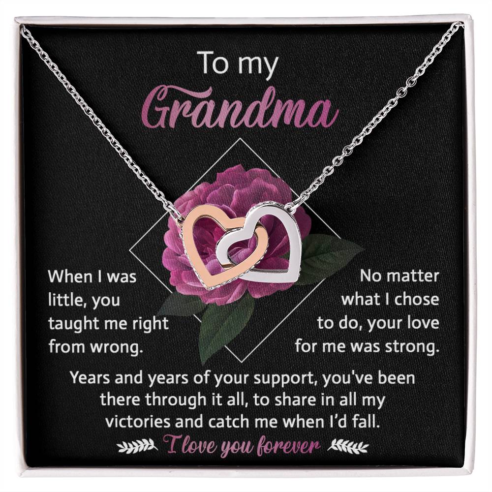 To My Grandma, Love For Me, Interlocking Hearts Necklace