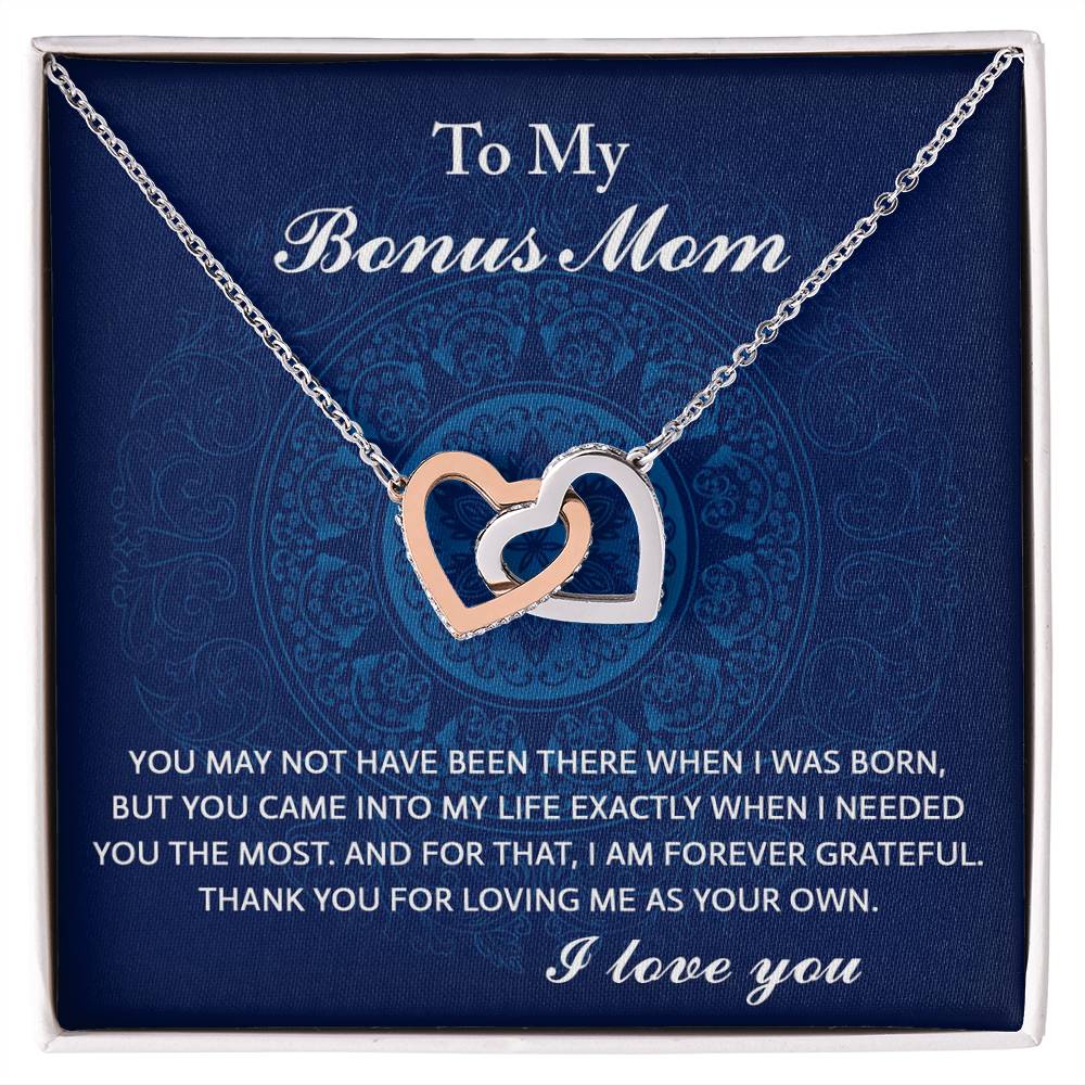 To My Bonus Mom, I Needed You, Interlocking Hearts Necklace