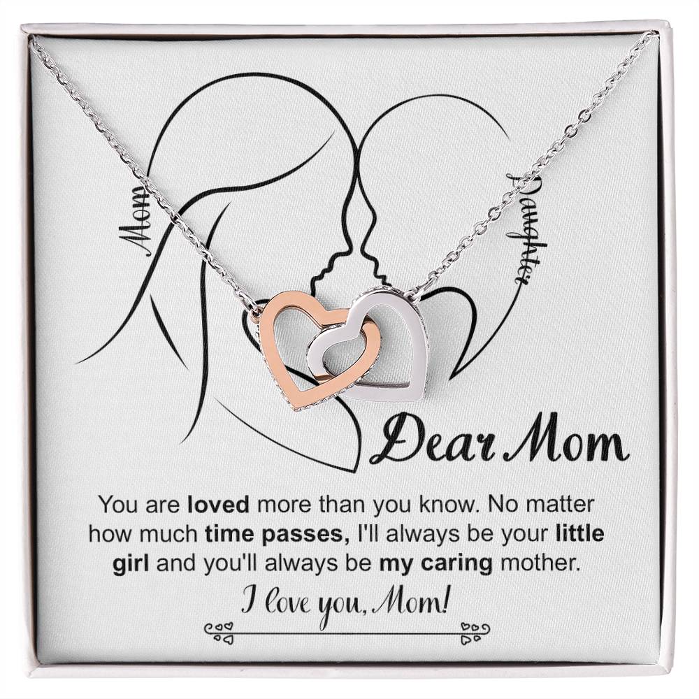 Dear Mom, I'll Always Be Your Little Girl, Interlocking Hearts Necklace