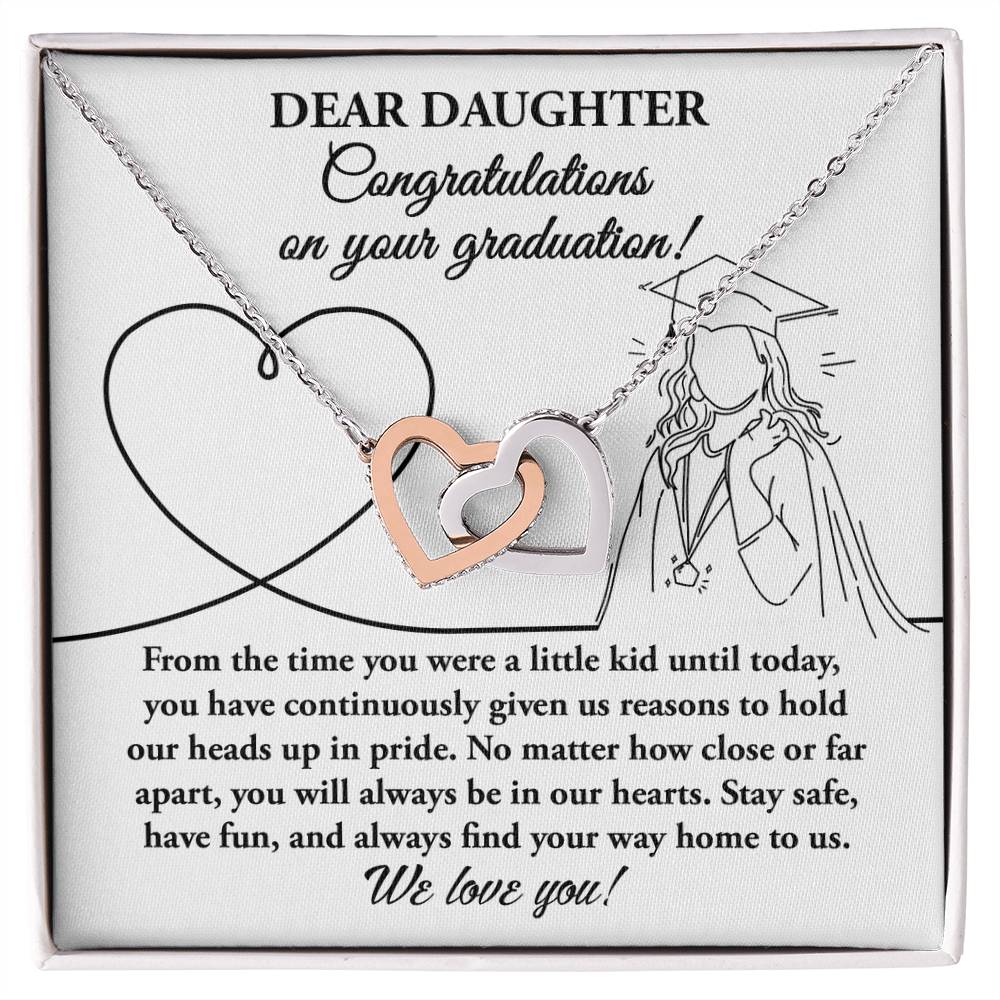 Dear Daughter, Congratulations On Your Graduation, Interlocking Hearts Necklace