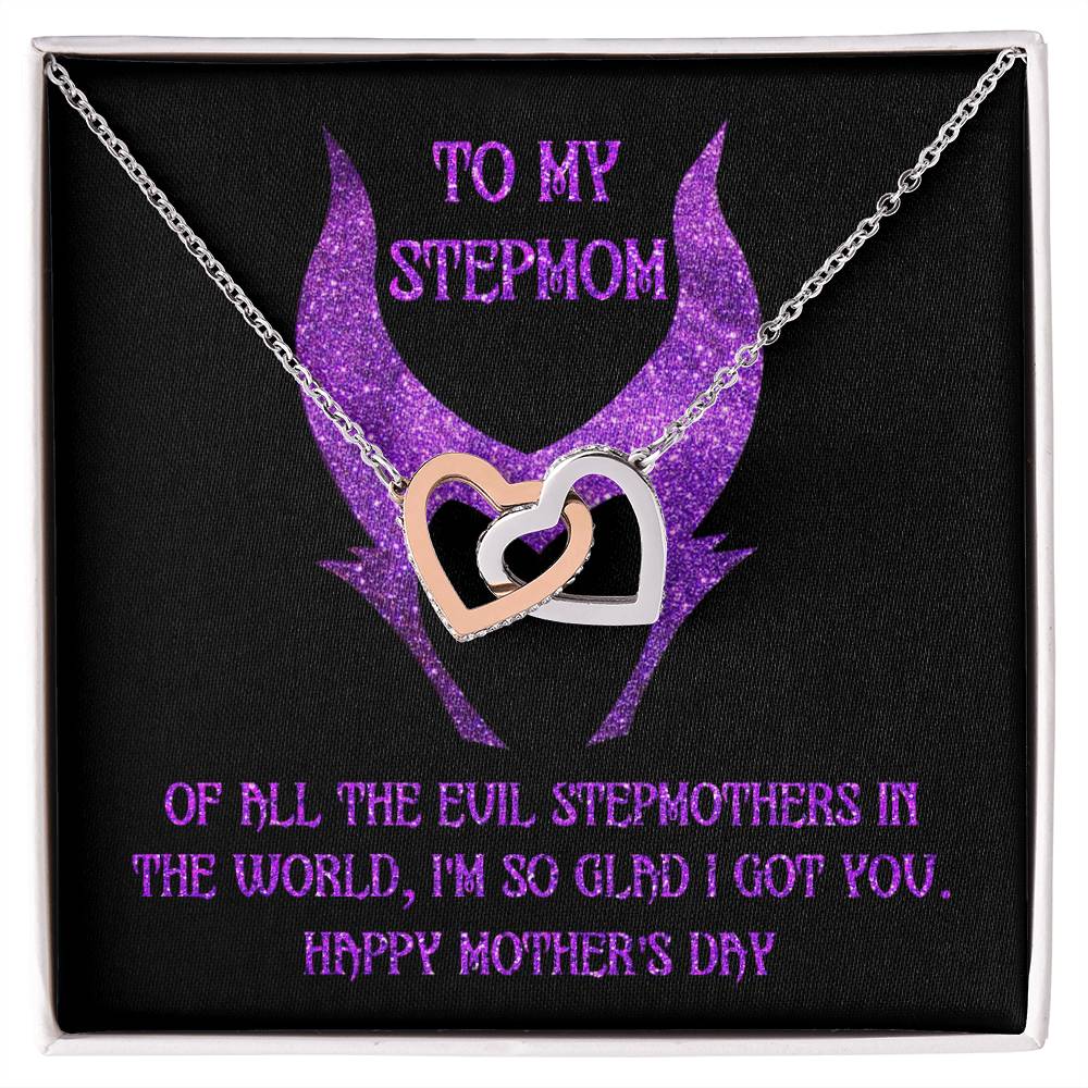 To My Step Mom, I'm So Glad I Got You, Happy Mothers Day, Interlocking Hearts Necklace