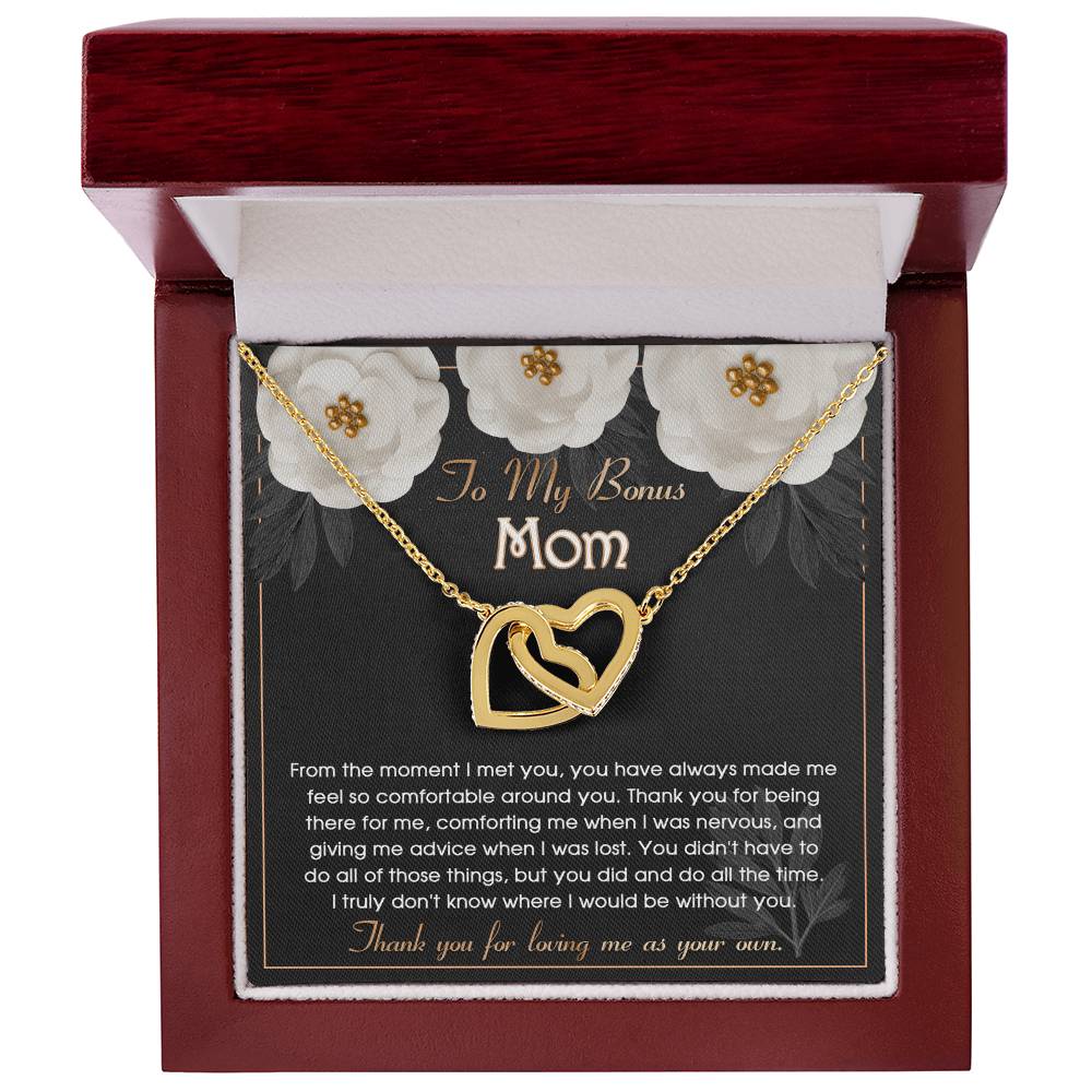 To My Bonus Mom, Thank You For Loving Me As Your Own, Interlocking Hearts Necklace