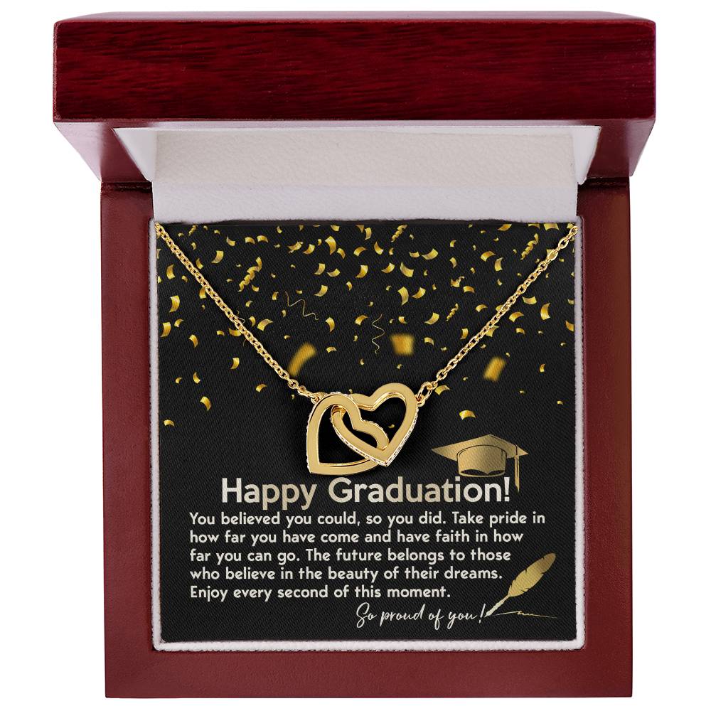 Happy Graduation, So Proud Of You, Interlocking Hearts Necklace