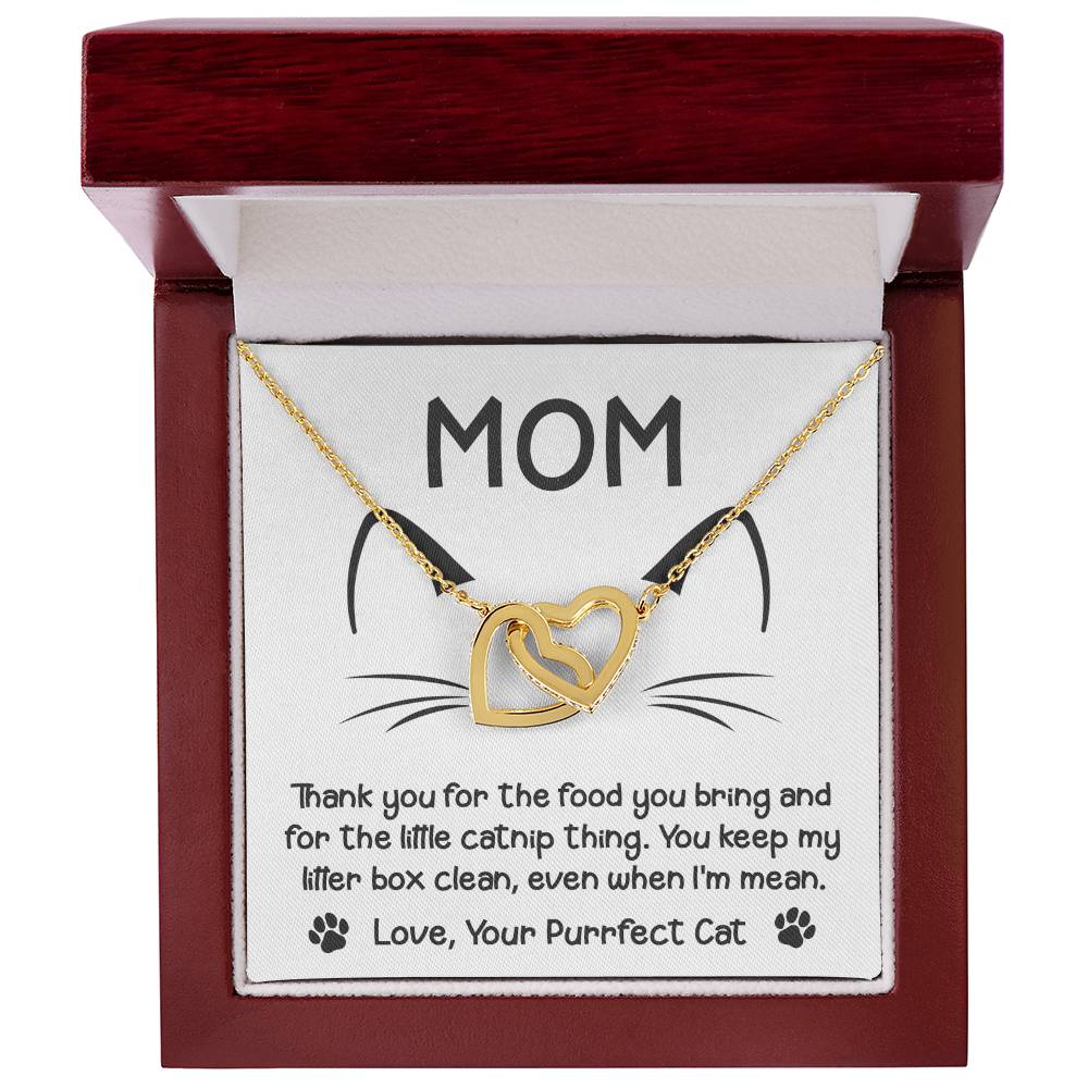 To My Cat Mom, When I'm Mean, Interlocking Hearts Necklace