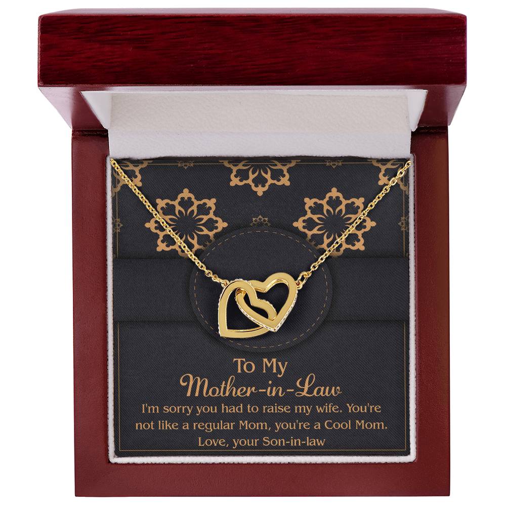 To My Mother-In-Law, From Your Son-In-Law, Interlocking Hearts Necklace