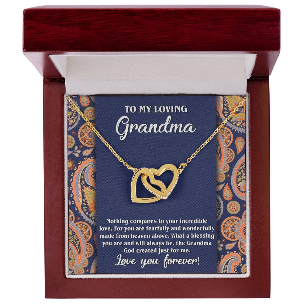 To My Loving Grandma, Interlocking Hearts Necklace