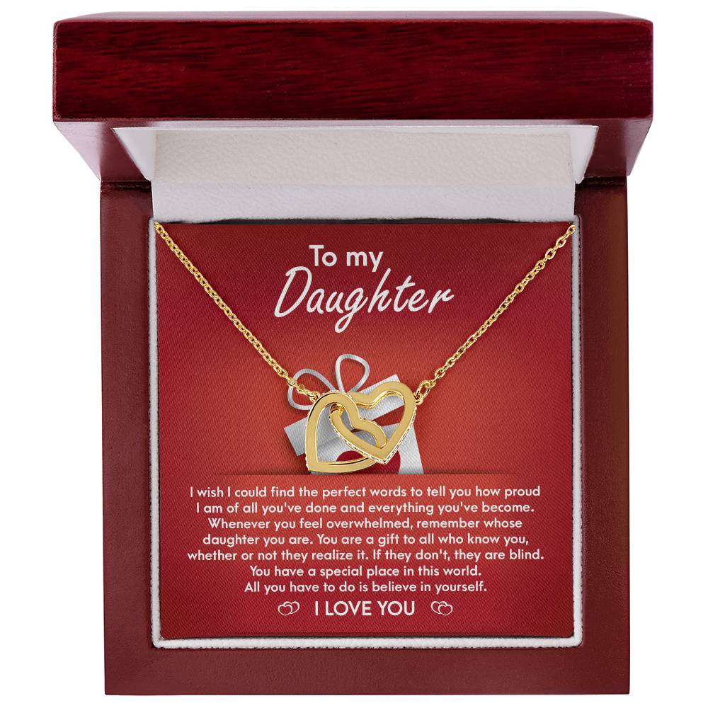 To My Daughter, You Are A Gift, Interlocking Hearts Necklace