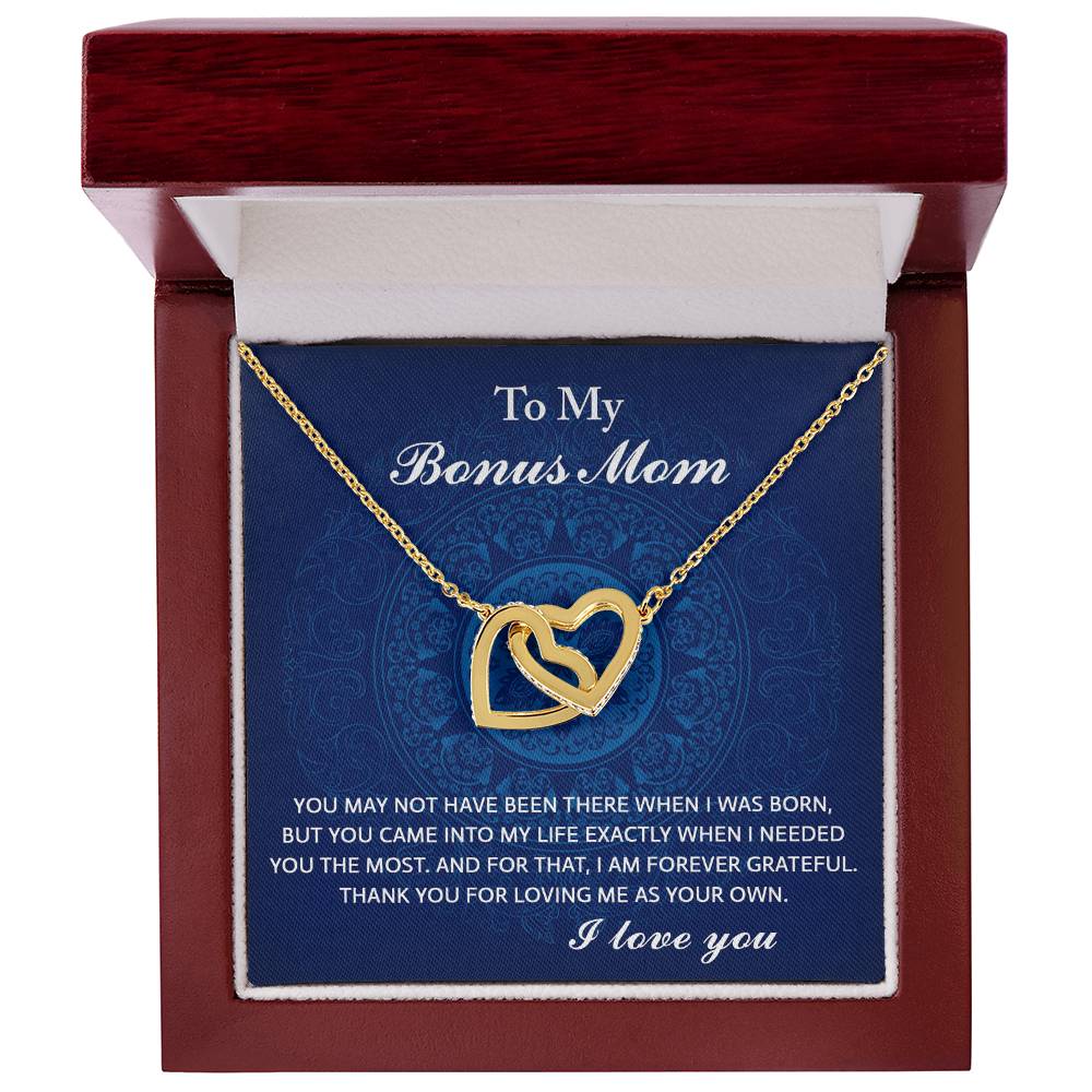 To My Bonus Mom, I Needed You, Interlocking Hearts Necklace