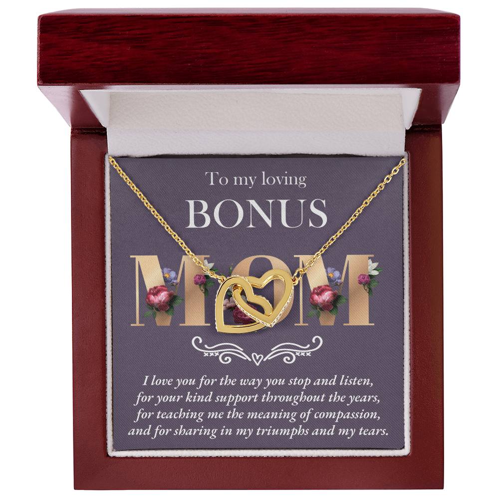 To My Bonus Mom, Throughout The Years, Interlocking Hearts Necklace