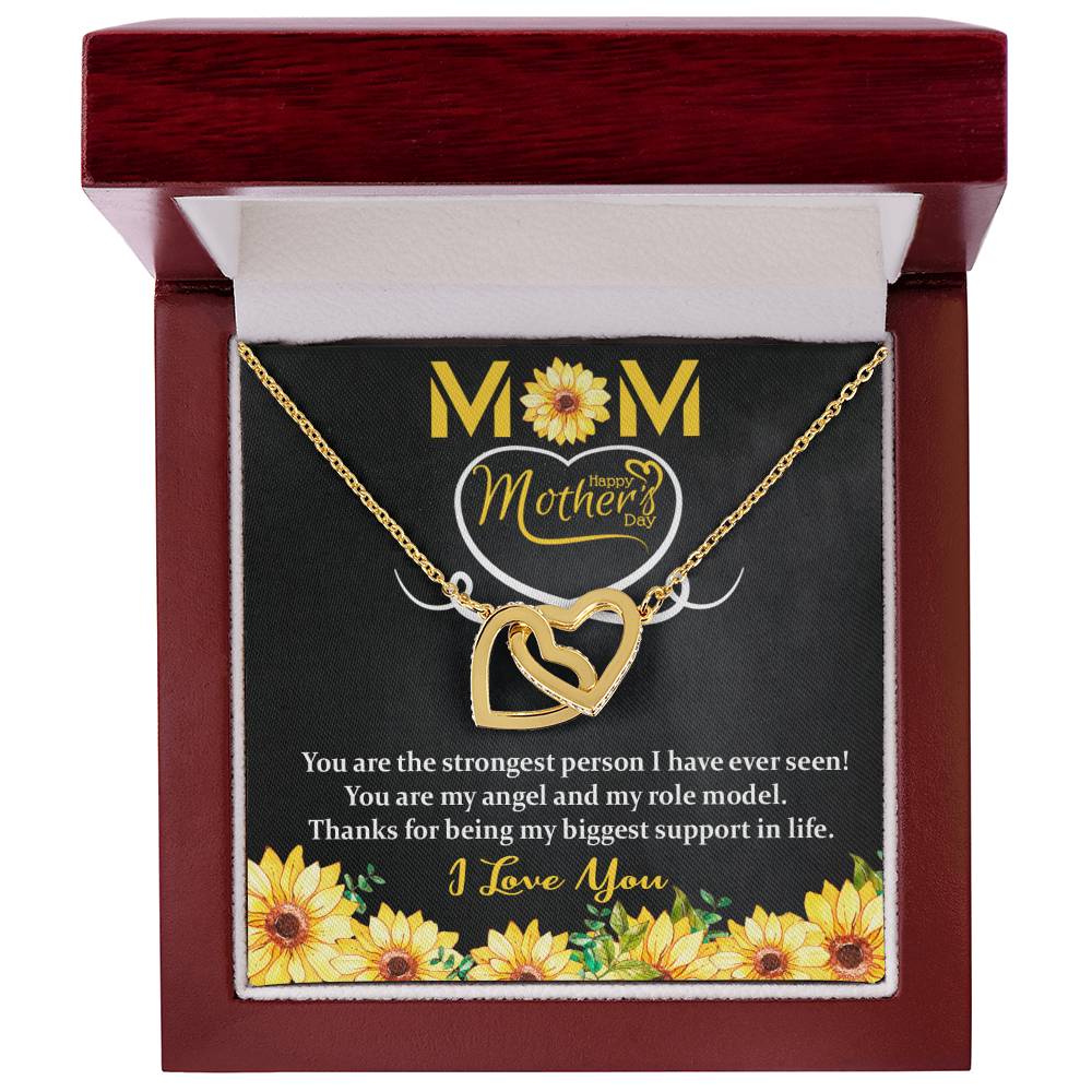 Interlocking Hearts Necklace - MOM - Happy Mothers Day - Sunflower-Mom