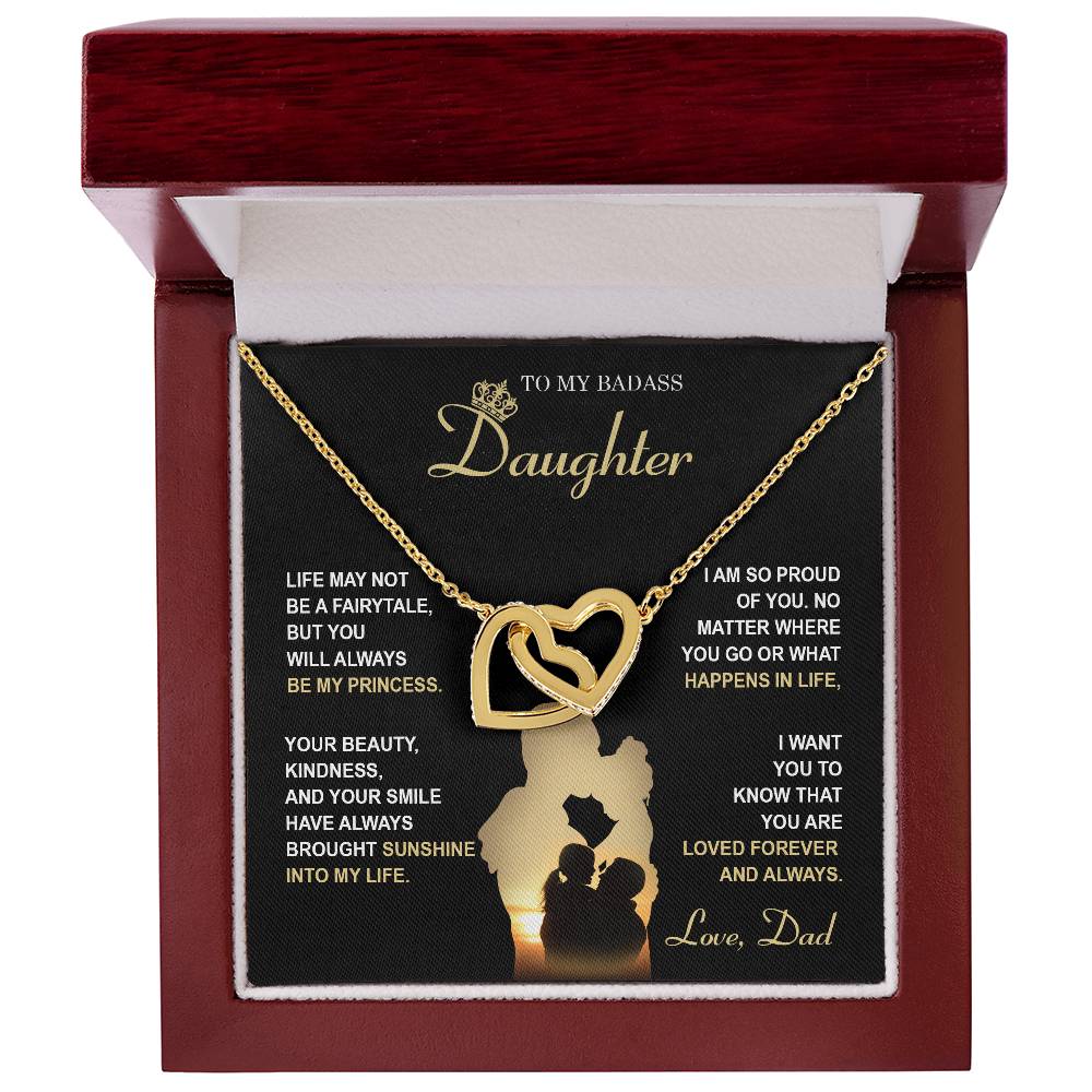 To My Daughter, My Princess, You Are Loved Forever And Always, Interlocking Hearts Necklace, Gift From Dad