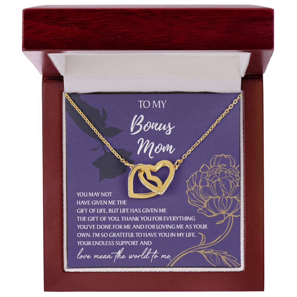 To My Bonus Mom, Thank You For Everything, Interlocking Hearts Necklace