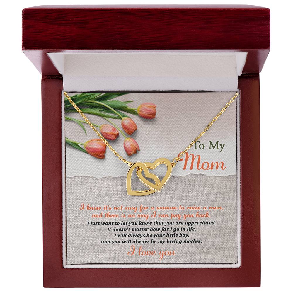 To My Mom, I Will Always Be Your Little Boy, Interlocking Hearts Necklace