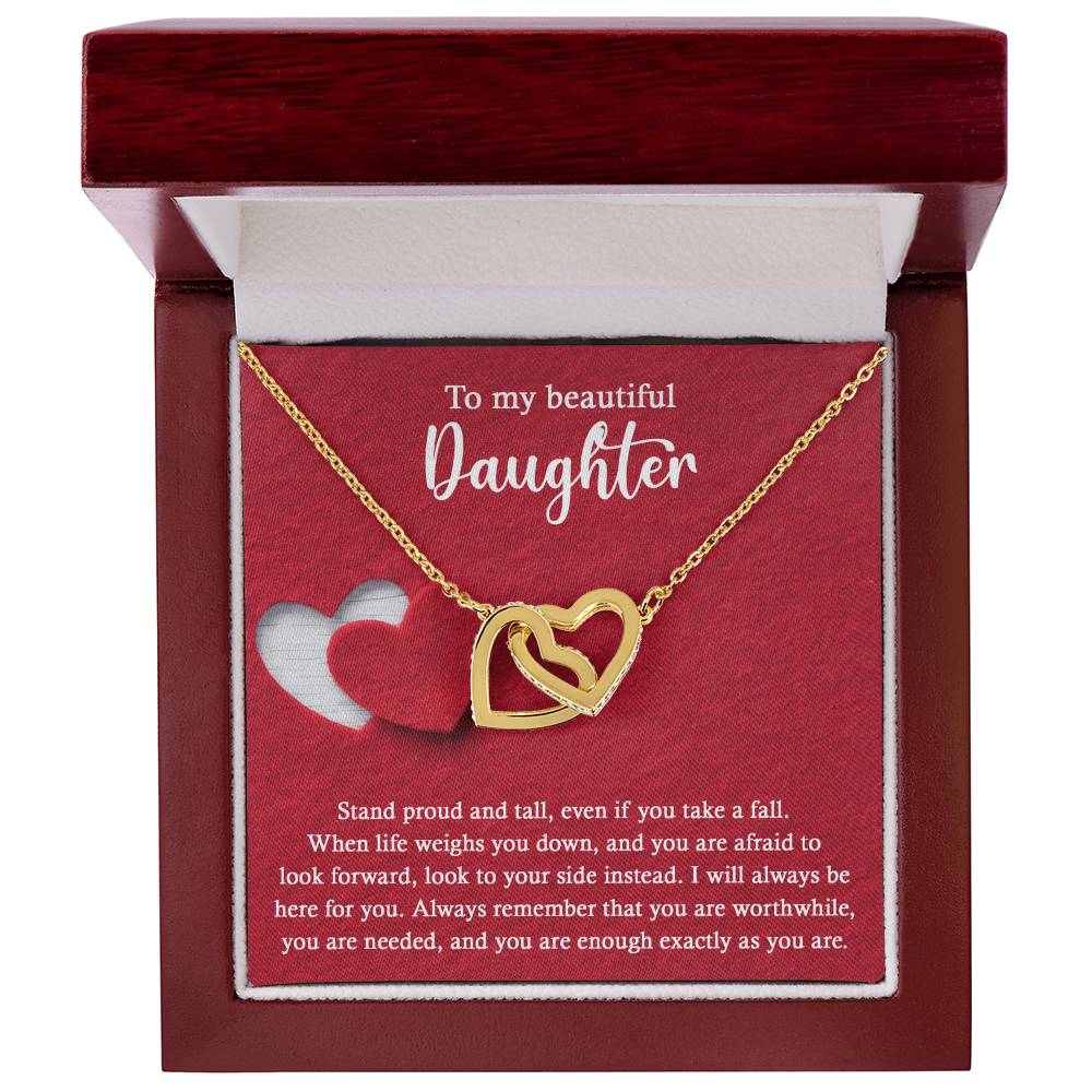 To My Daughter, I Will Always Be Here For You, Interlocking Hearts Necklace, Gift For Daughter