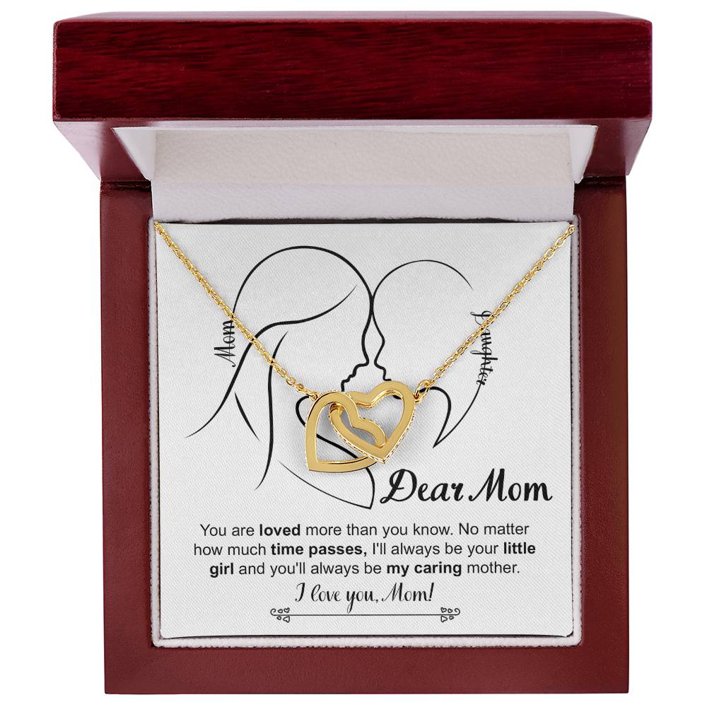 Dear Mom, I'll Always Be Your Little Girl, Interlocking Hearts Necklace