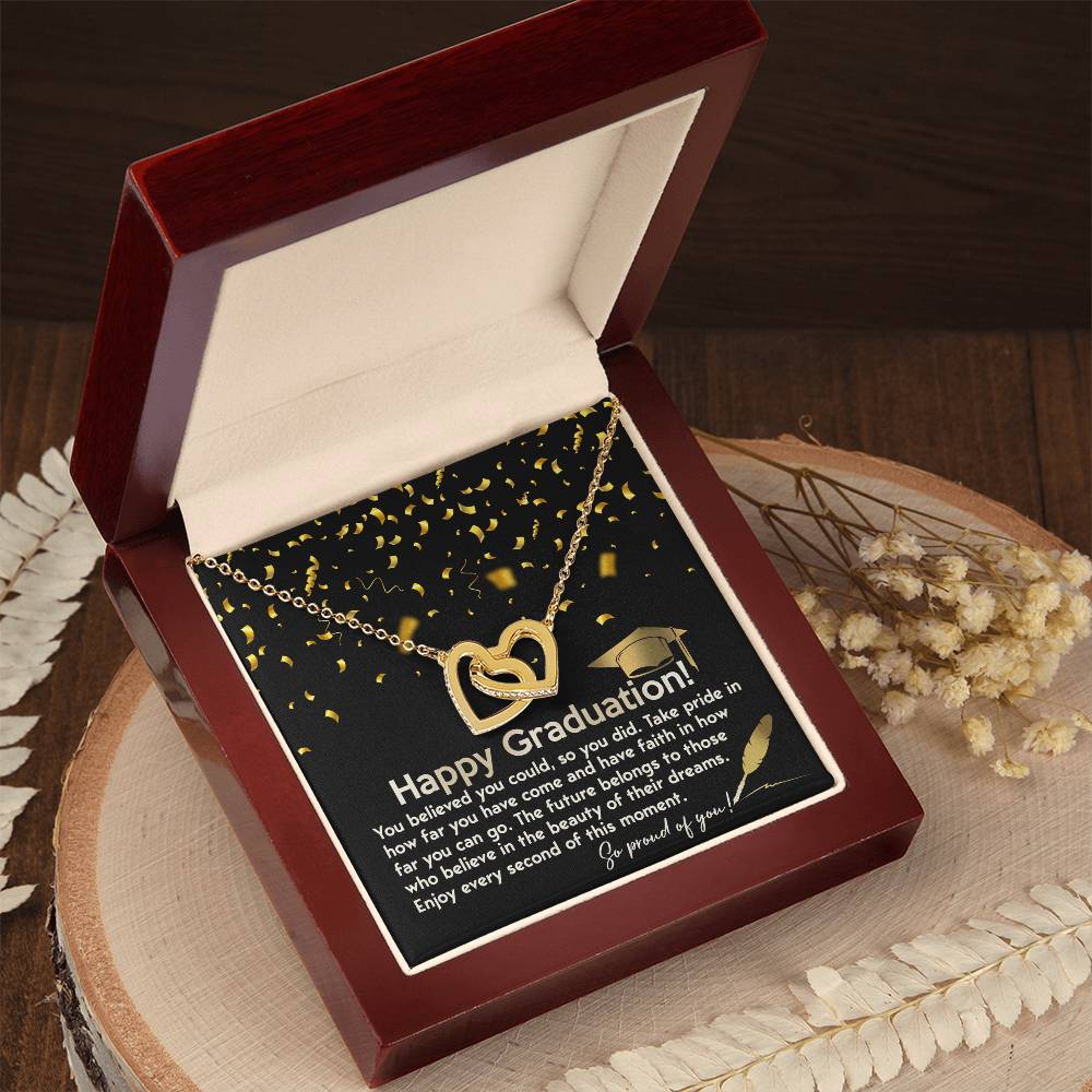 Happy Graduation, So Proud Of You, Interlocking Hearts Necklace