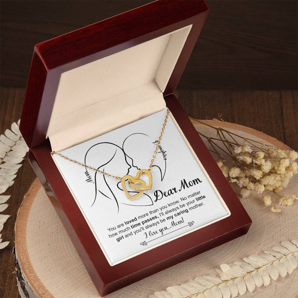 Dear Mom, I'll Always Be Your Little Girl, Interlocking Hearts Necklace