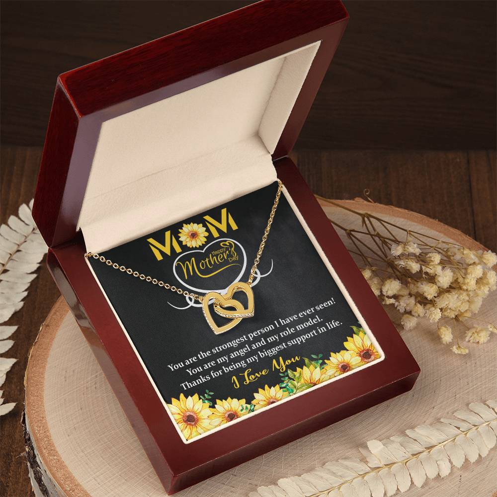 Interlocking Hearts Necklace - MOM - Happy Mothers Day - Sunflower-Mom
