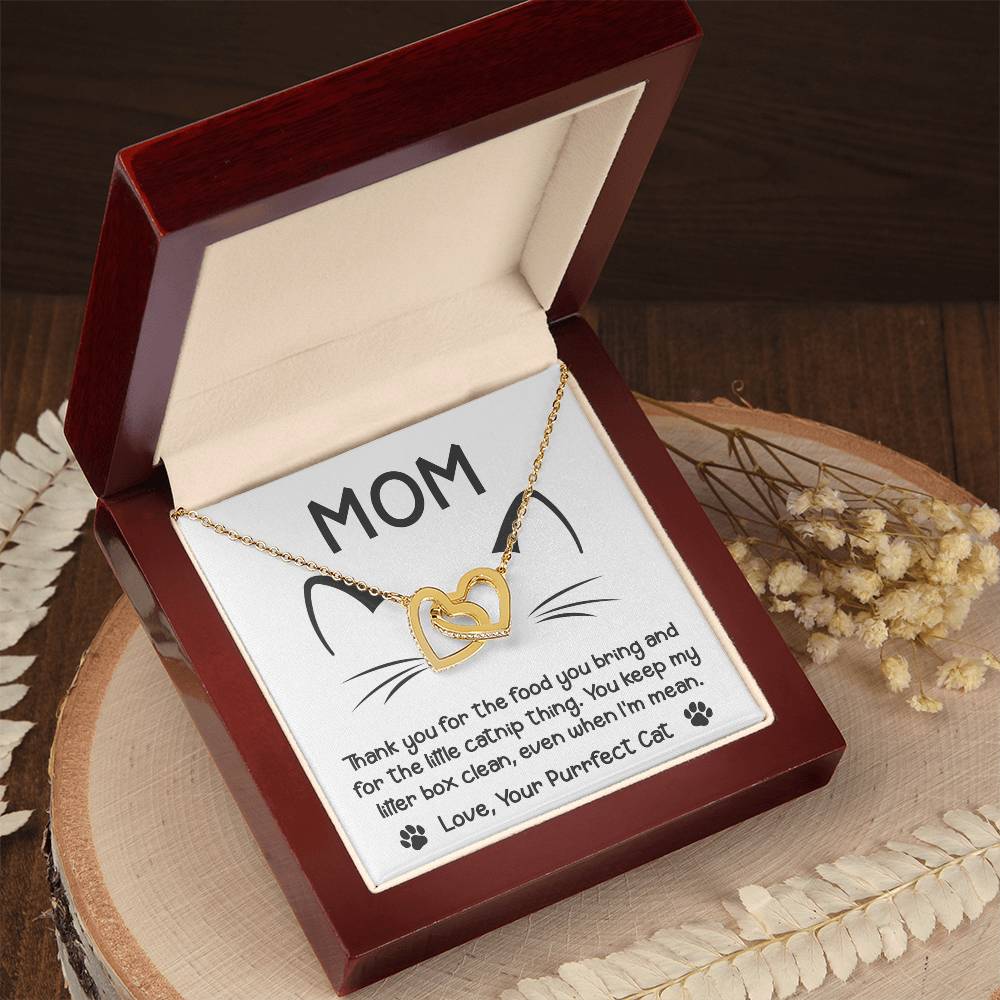 To My Cat Mom, When I'm Mean, Interlocking Hearts Necklace