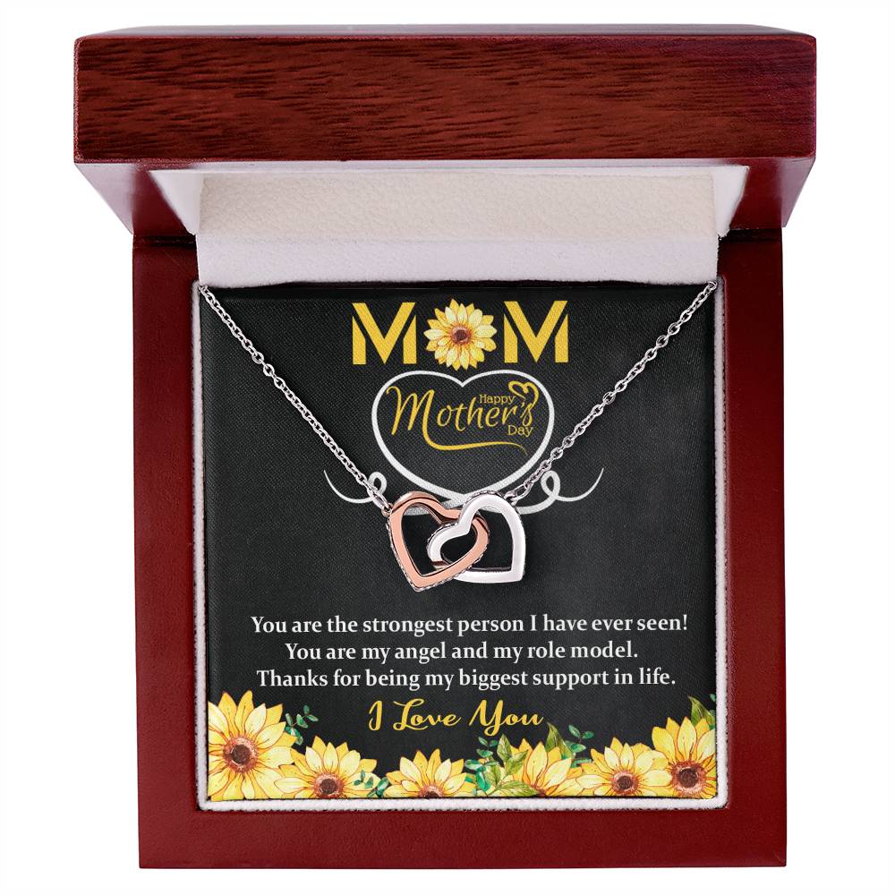 Interlocking Hearts Necklace - MOM - Happy Mothers Day - Sunflower-Mom
