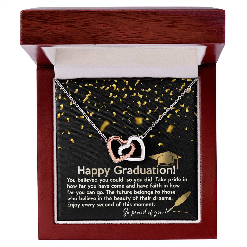 Happy Graduation, So Proud Of You, Interlocking Hearts Necklace