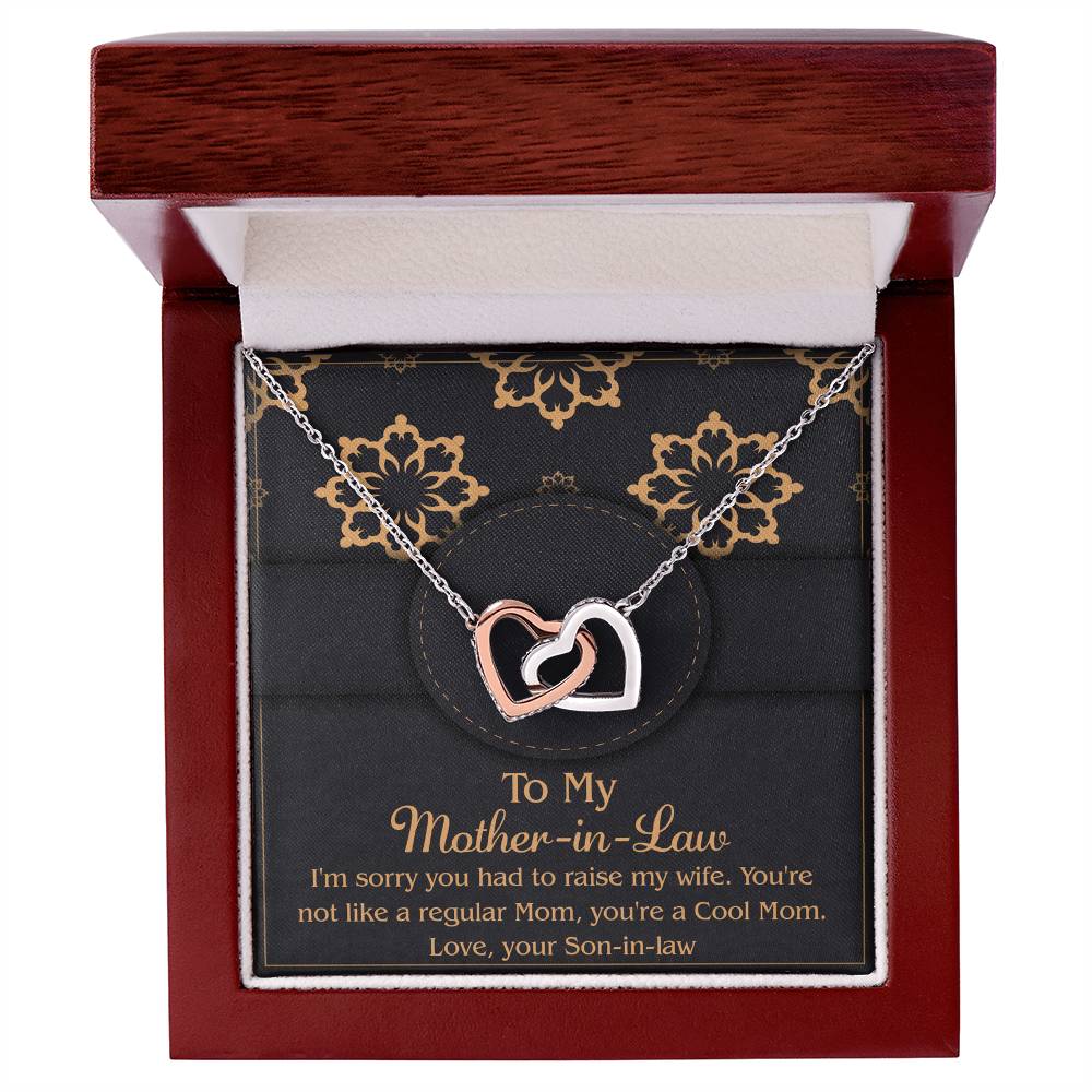 To My Mother-In-Law, From Your Son-In-Law, Interlocking Hearts Necklace