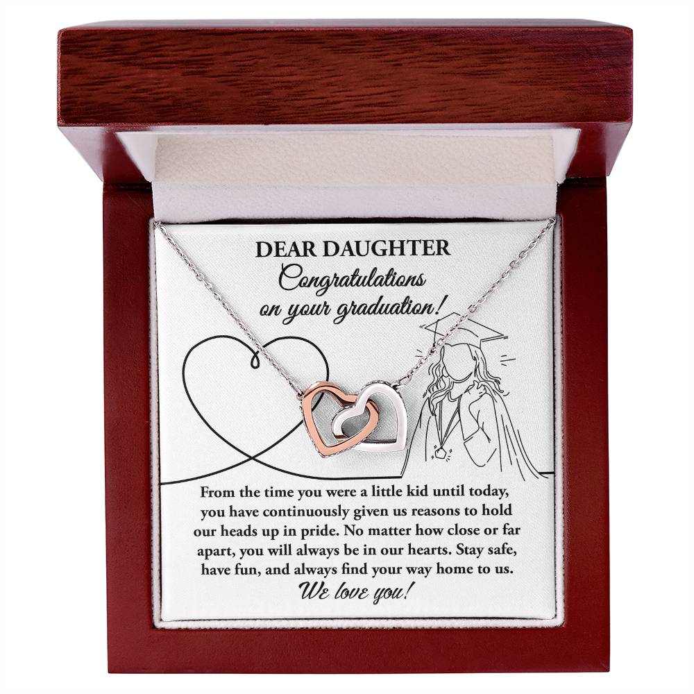 Dear Daughter, Congratulations On Your Graduation, Interlocking Hearts Necklace