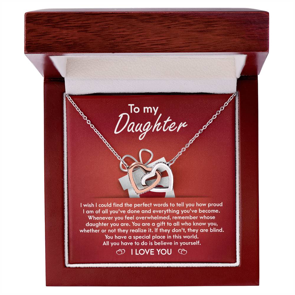 To My Daughter, You Are A Gift, Interlocking Hearts Necklace