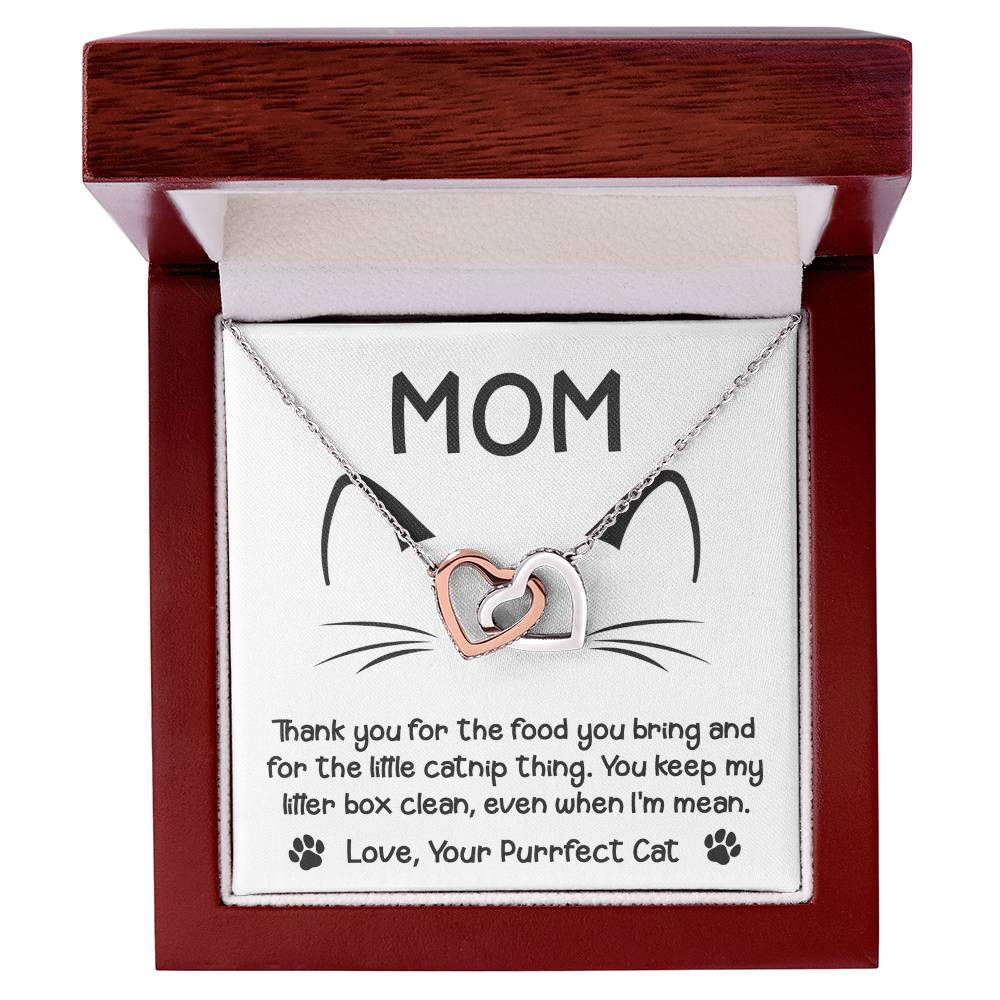 To My Cat Mom, When I'm Mean, Interlocking Hearts Necklace