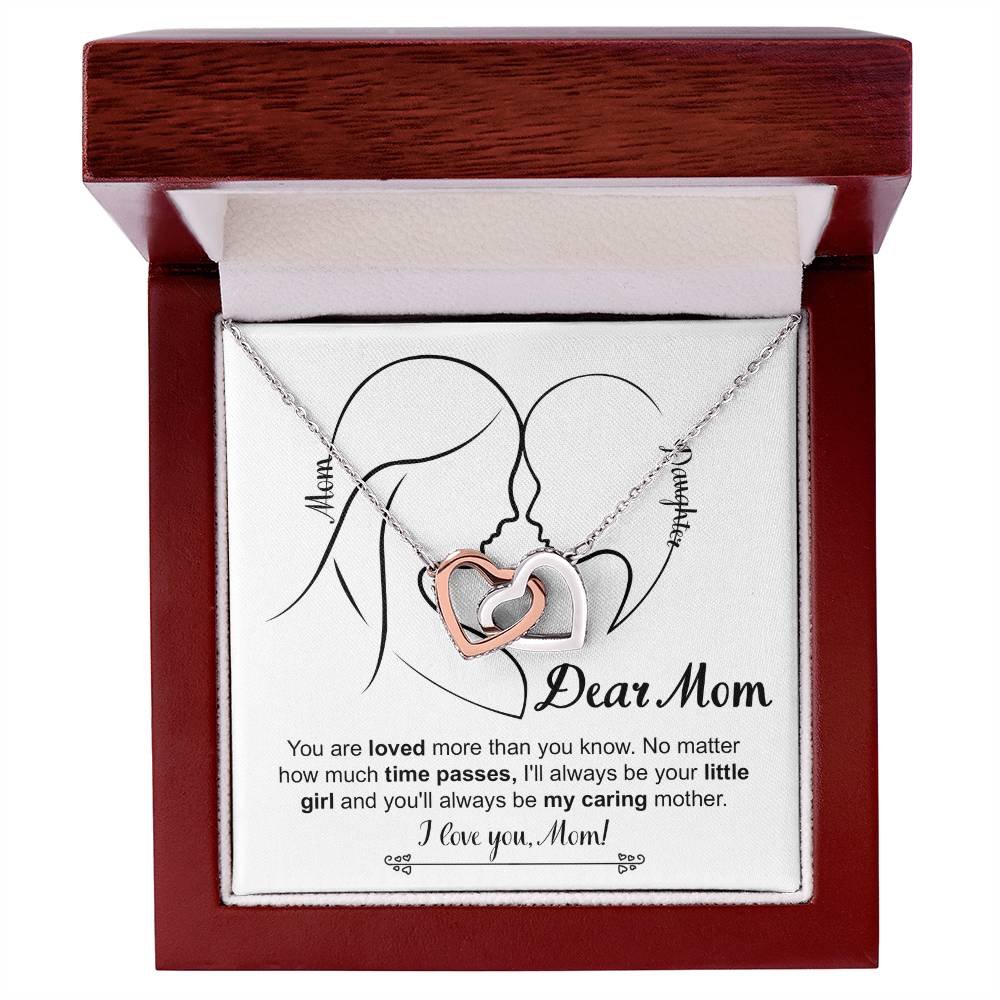 Dear Mom, I'll Always Be Your Little Girl, Interlocking Hearts Necklace