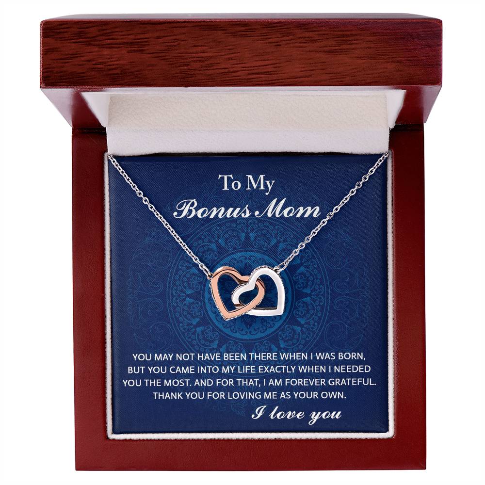 To My Bonus Mom, I Needed You, Interlocking Hearts Necklace