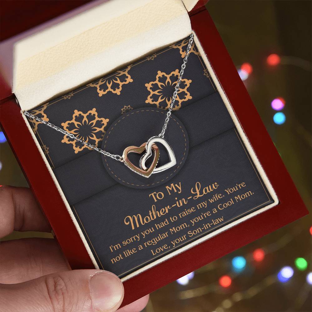 To My Mother-In-Law, From Your Son-In-Law, Interlocking Hearts Necklace