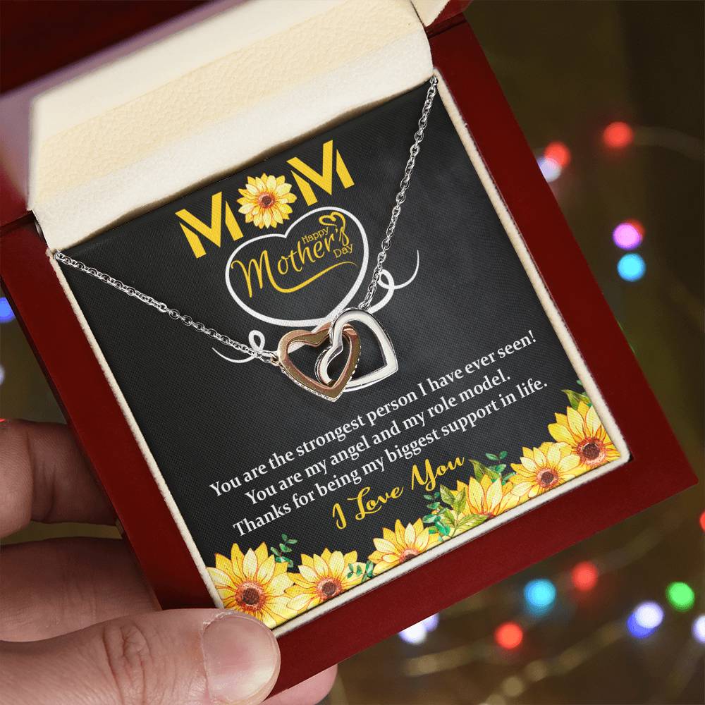 Interlocking Hearts Necklace - MOM - Happy Mothers Day - Sunflower-Mom