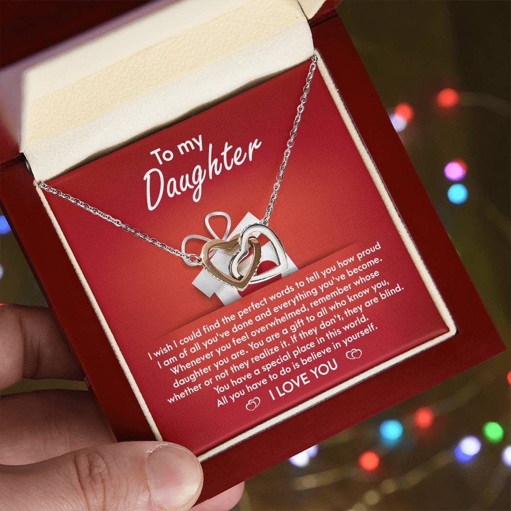 To My Daughter, You Are A Gift, Interlocking Hearts Necklace