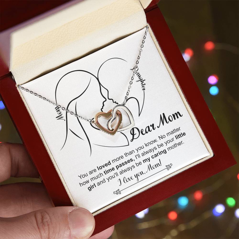 Dear Mom, I'll Always Be Your Little Girl, Interlocking Hearts Necklace