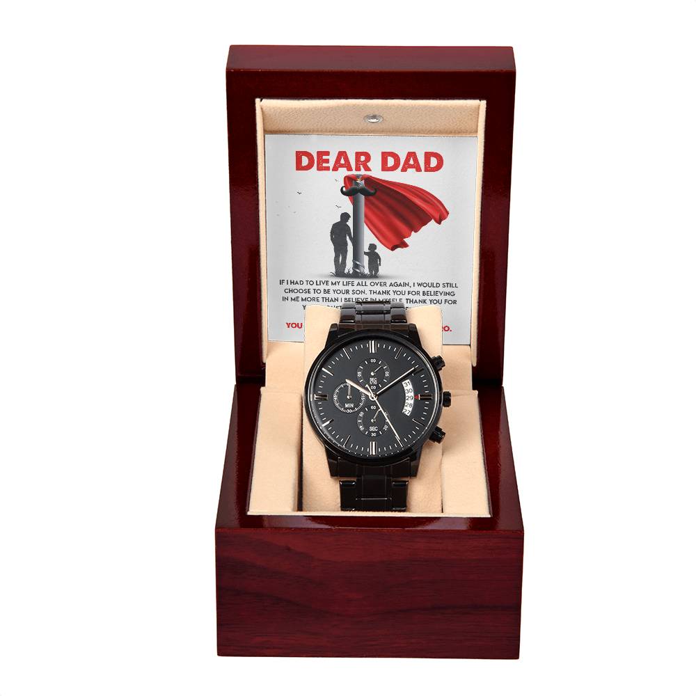 To My Dad, You Will Always Be My Greatest Hero, Black Chronograph Watch, Gift For Dad