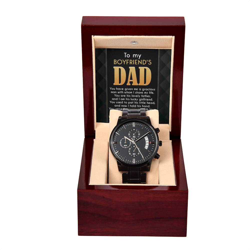 To My Boyfriends Dad, Thank You For Everything, Black Chronograph Watch