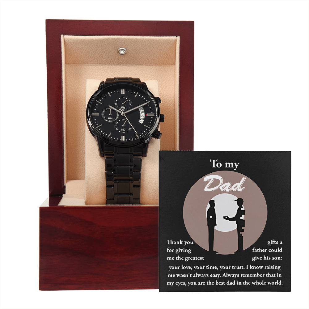 To My Dad, The Man|The Myth|The Legend, Black Chronograph Watch, Gift For Dad