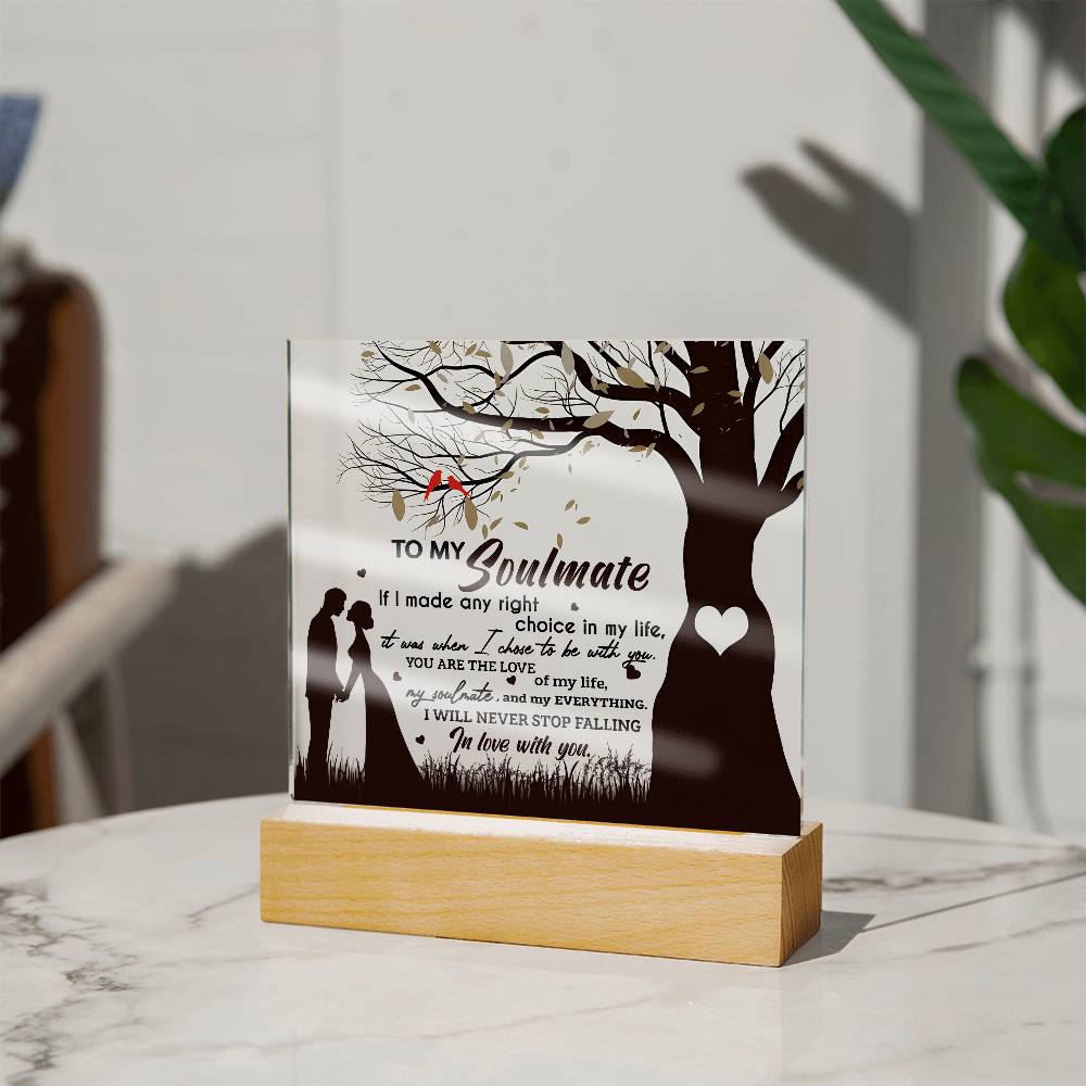 To My Soulmate, I Will Never Stop Falling In Love With You, Square Acrylic Plaque