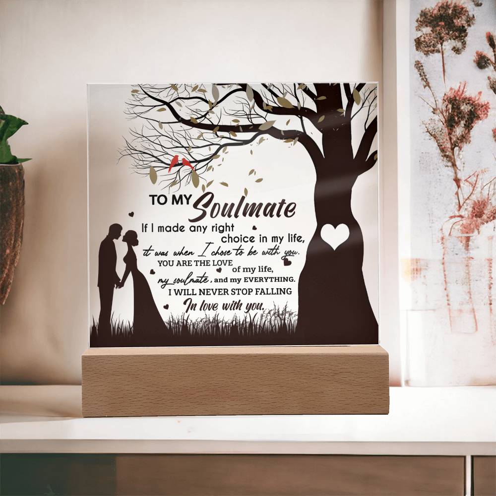 To My Soulmate, I Will Never Stop Falling In Love With You, Square Acrylic Plaque